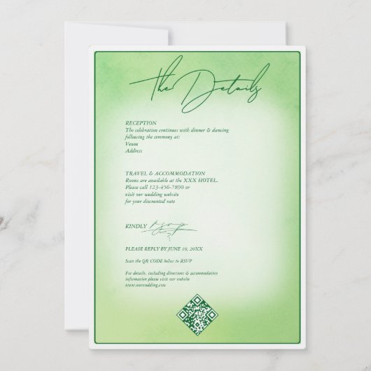Invitation Vert Calla Lily Budget Été Tout En Un Mariage (Dos)