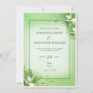 Invitation Vert Calla Lily Budget Été Tout En Un Mariage