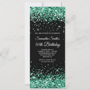 Invitation Vert Chasseur Paillettes Noir 50e Anniversaire