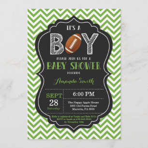 Invitation Vert Chevron de garçon d'invitation de baby shower
