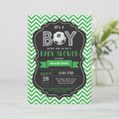 Invitation Vert Chevron d'invitation de baby shower du (Debout devant)