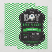 Invitation Vert Chevron d'invitation de baby shower du (Devant / Derrière)