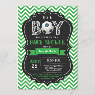 Invitation Vert Chevron d'invitation de baby shower du