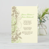 Invitation Vert Citron Brun Ivoire Tourbillons Feuilles Après (Debout devant)