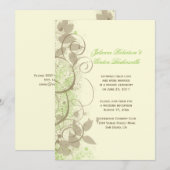 Invitation Vert Citron Brun Ivoire Tourbillons Feuilles Après (Devant / Derrière)