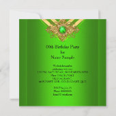 Invitation Vert Citron Gemme Or Décoration Rayure Fête d'Anni (Dos)