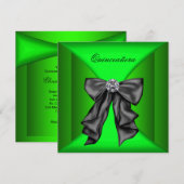 Invitation Vert citron noir Qiunceanera (Devant / Derrière)