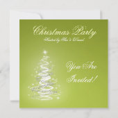 Invitation Vert citron vert d'invitation de fête avec arbre d (Dos)
