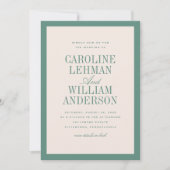 Invitation Vert Clair Classique Élégant Mariage Double Face (Devant)