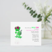 Invitation vert clair d'anniversaire de Gecko (Debout devant)