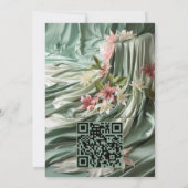 Invitation Vert, Crème, Draps De Soie Et Fleurs De Pinkish (Dos)