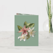 Invitation Vert, Crème, Draps De Soie Et Fleurs De Pinkish (Dos)