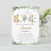 Invitation Vert Cute Lion Cub Boy1st Anniversaire Sauvage Un (Debout devant)
