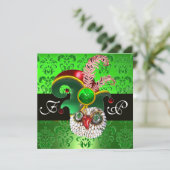 INVITATION VERT DAMAS ,CHOUETTE JOAILLE ,CHAPEAU D'ELF ,PLUME (Debout devant)