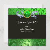 INVITATION VERT DAMAS ,CHOUETTE JOYAU ,CHAPEAU D'ELFE,PLUMES  (Dos)