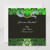 INVITATION VERT DAMAS ,HIBOU JOYAU ,CHAPEAU LUTIN ,PLUMES DIA (Dos)