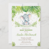 Invitation Vert de bébé d'animaux de jungle de baby shower (Devant)