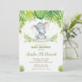 Invitation Vert de bébé d'animaux de jungle de baby shower (Debout devant)