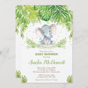 Invitation Vert de bébé d'animaux de jungle de baby shower