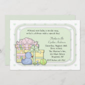Invitation Vert de cadeaux de bébé (Devant / Derrière)