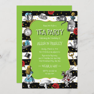 Invitation Vert de chaux de thé du pays des merveilles