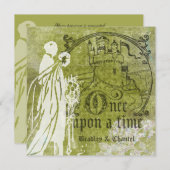 Invitation Vert de damassé à l'invitation verte il était une (Devant / Derrière)