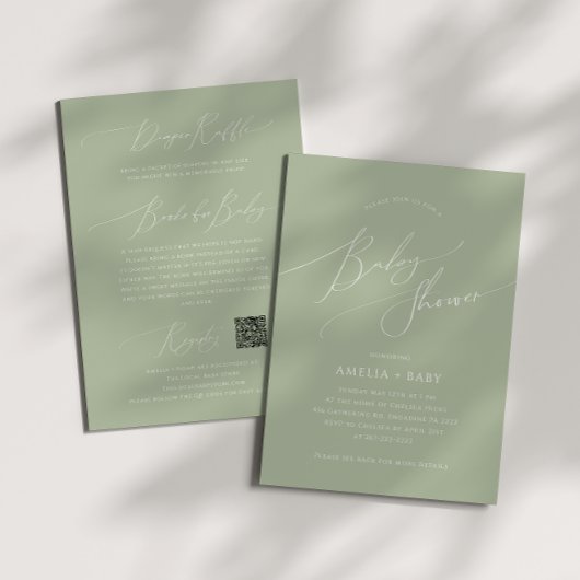 Invitation Vert de la tige | Tout en un Baby shower