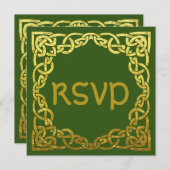Invitation Vert de mariage celtique | Nœud celtique en faux o (Devant / Derrière)