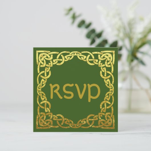 Invitation Vert de mariage celtique | Nœud celtique en faux o (Debout devant)