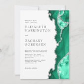 Invitation Vert de mousse Argent Noces d'Agate (Devant)