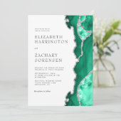 Invitation Vert de mousse Argent Noces d'Agate (Debout devant)