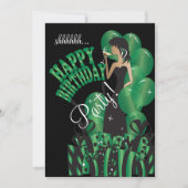 Invitation Vert de nom et d'âge | de la fille | (Devant)