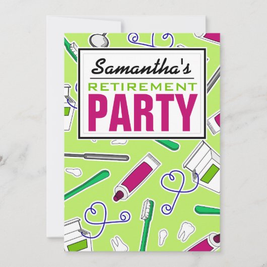Invitation Vert de partie de retraite d'hygiéniste (Devant)