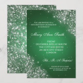 Invitation Vert de scintillement élégant de parties (Devant / Derrière)