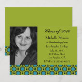 Invitation vert de turquoise d'obtention du diplôme (Devant / Derrière)