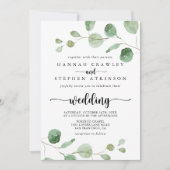 Invitation Vert délice Eucalyptus Mariage avant et arrière (Devant)