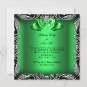 Invitation Vert Diamant Profond Arc Argent Noir Fête d'Annive (Dos)