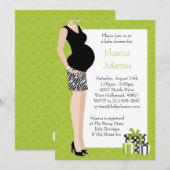Invitation Vert d'invitation de baby shower avec le motif de (Devant / Derrière)