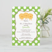 Invitation Vert d'invitation de baby shower de poussin de (Debout devant)