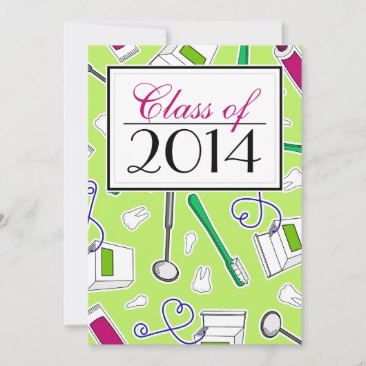 Invitation Vert d'obtention du diplôme d'hygiéniste (Devant)