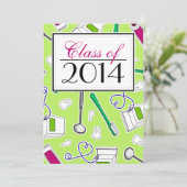 Invitation Vert d'obtention du diplôme d'hygiéniste (Debout devant)