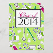 Invitation Vert d'obtention du diplôme d'hygiéniste (Devant / Derrière)