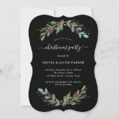 Invitation Vert doré Noir | Fête de Noël ou Fêtes (Devant)