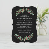 Invitation Vert doré Noir | Mariage de Noël (Debout devant)