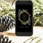 Invitation Vert doré sur noir | Mariage de Noël