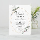 Invitation Vert doux aquarelle cadre feuille & fleur (Debout devant)