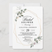 Invitation Vert doux aquarelle cadre feuille & fleur (Devant)