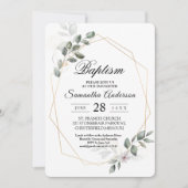 Invitation Vert doux aquarelle cadre feuille & fleur (Devant)
