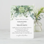 Invitation Vert doux Mariage Succulent Floral Botanique (Debout devant)