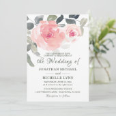 Invitation Vert doux rose pâle Floral Mariage chrétien (Debout devant)